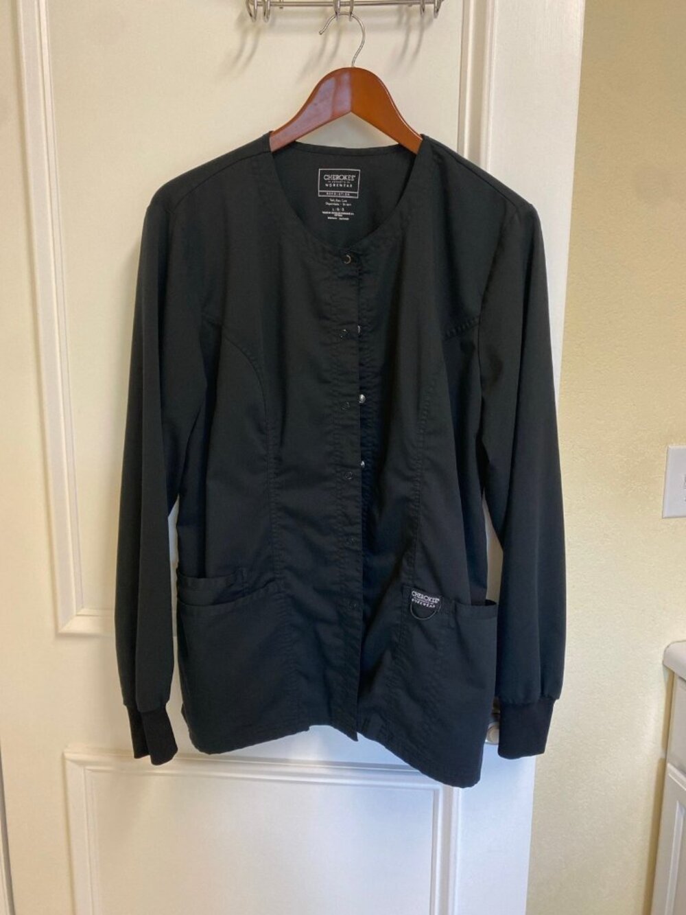 Cherokee Revolution Workwear Black Scrub Uniform Jacket Size Large 12-14